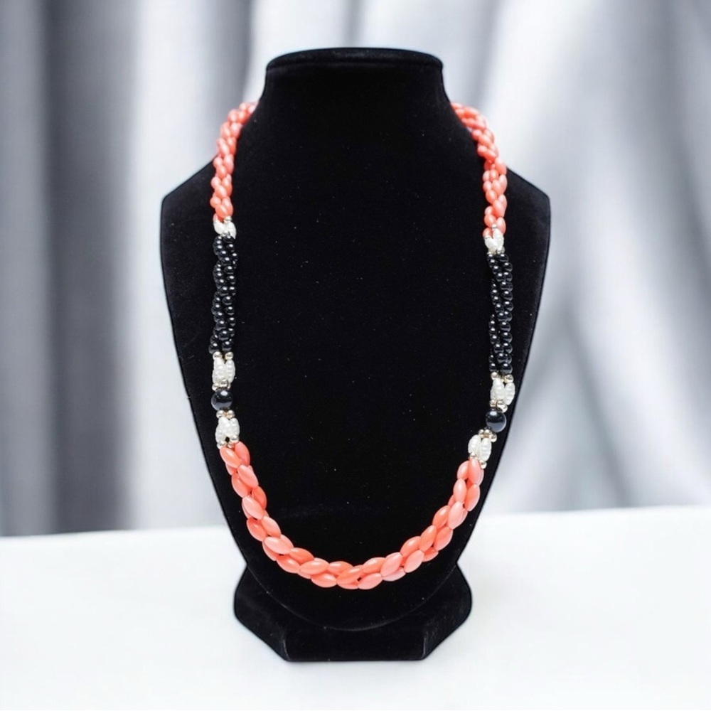 Vintage Braided Multi-Strand Beaded‎ Necklace
